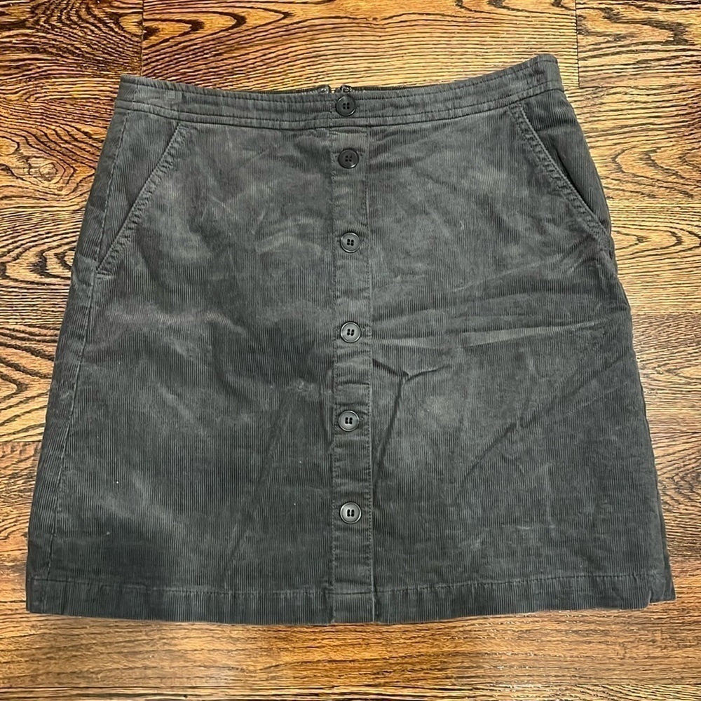 J CREW Corduroy Gray Button Up Skirt